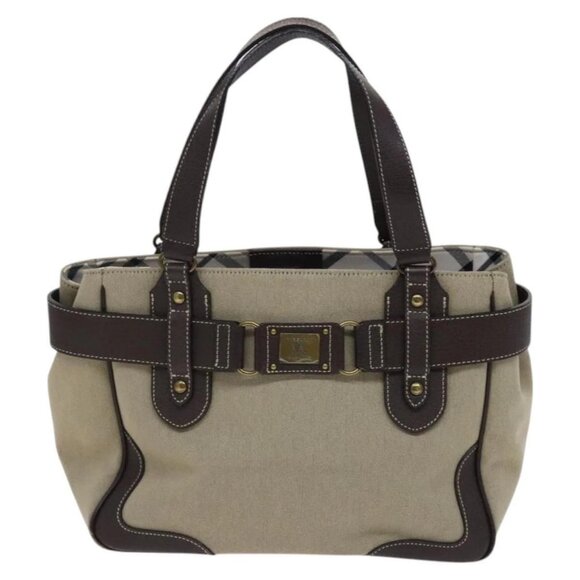 BURBERRY Blue Label Tote Bag Canvas Beige Auth - Picture 2 of 16